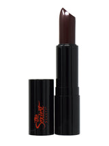 A blackened burgundy shade lipstick.