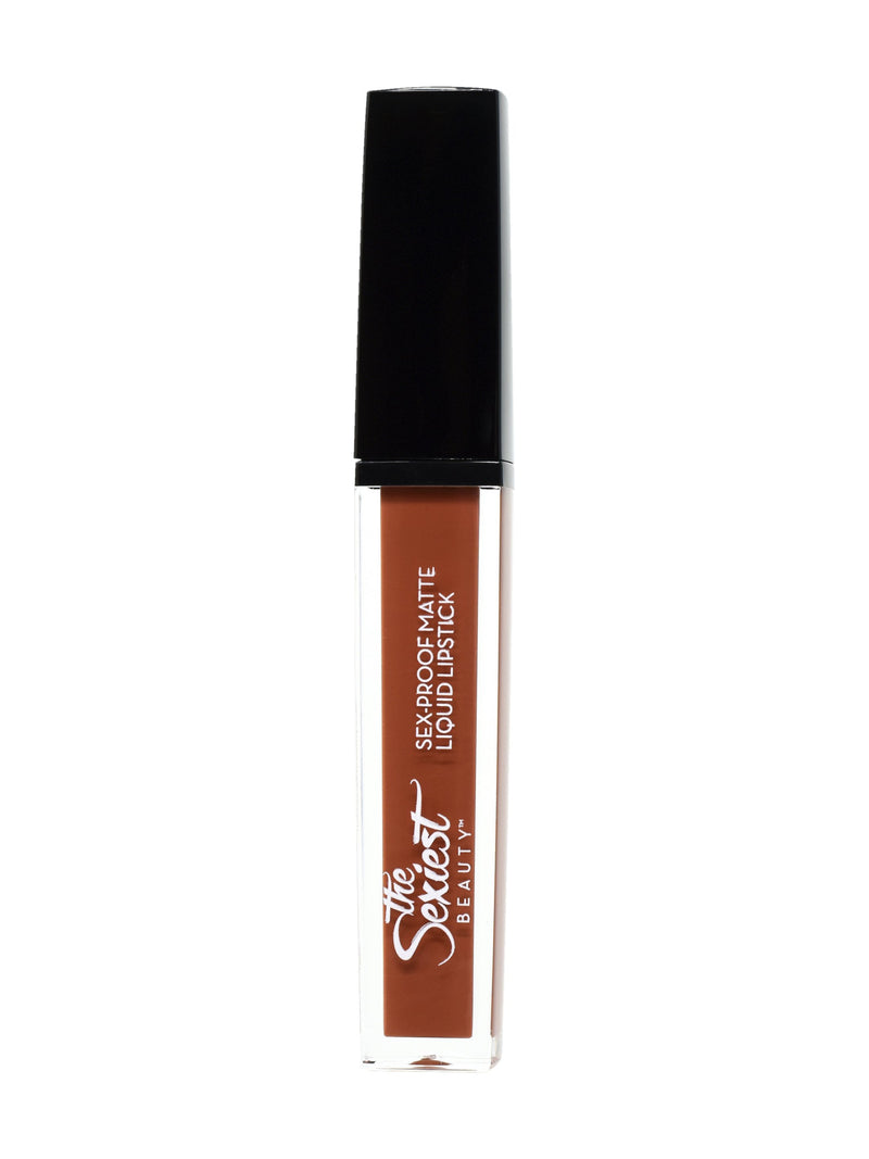 A rich, terracotta brown liquid lipstick.